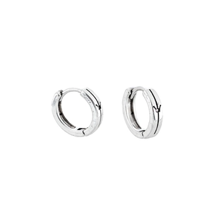 Orecchini Huggie in argento 925 retrò con incisione a corona e finitura ossidata