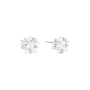 Minimalist five-pointed star zircon stud earrings in high-quality silver metal finish