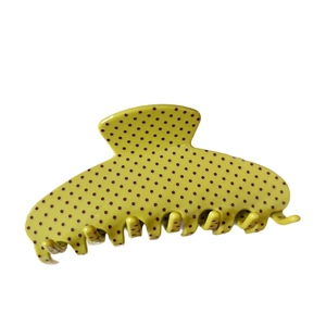 Fresh green acetate polka dot shark hair clip with a stylish semi-circle design