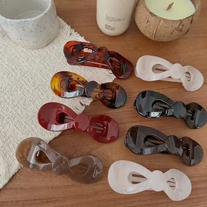 Eleganter Acetat Bogen Haarklammer Für Damen Hochwertige Rutschfeste Große Haarkralle Schildpatt Optik Täglicher Haarschmuck
