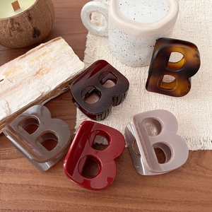 Lot de 5 pinces à cheveux élégantes en forme de B aux couleurs variées sur bois naturel