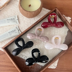 Elegant Bowknot Hair Claw Clip Large Matte Plastic Resin Hairclip Nonslip Bow Hair Catch Shosr Shark Clip For Women Hair Styling