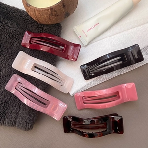 Set of six minimalist rectangular hollow hair claws in various elegant matte colors