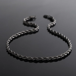 Klassieke rope chain ketting van titanium staal in gunmetal zwart voor heren met luxe finish