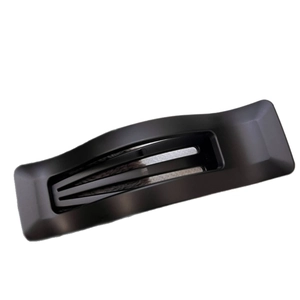 Minimalist matte black rectangular claw clip with wide hollow design for daily styling