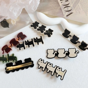 Koreaanse Stijl Schattige Dierlijke Acetaat Haarclip Voor Vrouwen Beer Kat Hond Ontwerp Handgemaakte Franse Haarspeld Sieraden