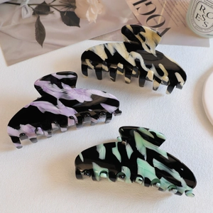 French Acetate Hair Claw Clip Large Marble Texture Shark Clip Retro Minimalist Fashion Ink Pattern Styling Hair Clip For Women