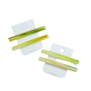 Minimalist acetate hair clip set in lime green and lemon yellow gradient finish