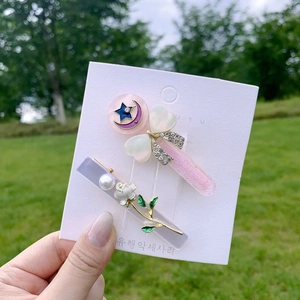 Koreanische Süße Zauberstab Entenschnabel Haarklammer Exquisite Acryl Strass Herz Stern Mond Blume Künstliche Perle Seitenclip Für Damen Mädchen Haarschmuck