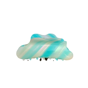 Cloud wavy hair claw clip in mint green and pearlescent white acetate for women