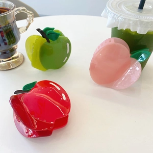 Pince à Cheveux Crabe en Acétate Motif Fruits pour Femmes Design Pomme Pêche Accessoires Cheveux Quotidiens