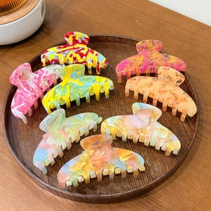 Mermaid Pearlescent Large Acetate Hair Claw Clip Fashion Colorful Marble Pattern Shark Clip Jelly Color Hair Accessories For Women