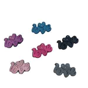 Y2K style acetate Love hair clips set in six colors with sparkling crystal rhinestones