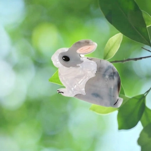 Pince à cheveux lapin en acétate avec motif carotte sur feuilles vertes
