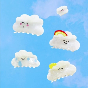 Cute Acetate Cloud Shape Hair Claw Clips Cartoon Personified Expression Rainbow Raindrop Sun Hair Clips For Women Girls Styling