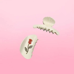 French Style Acetate Hair Claw Clips Red Rose Shell Design Elegant Shark Clips Hair Accessories For Women Daily Styling