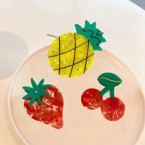 Cute Fruit Hair Claws Women Cellulose Acetate Pineapple Strawberry Cherry Shaped Hair Clips For Daily Styling Party Accessories