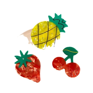 Cute fruit hair claws set including pineapple strawberry and cherry acetate hair clips