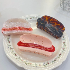Creative Hot Dog Shaped Cellulose Acetate Hair Claw Food Themed Non-Slip Hair Clip Fun Hair Accessories For Women