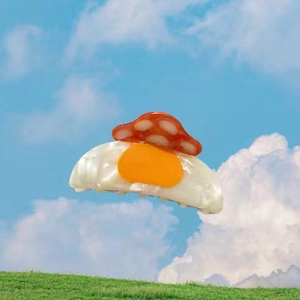 Cute mushroom and fried egg hair claw clip made of acetic acid for girls