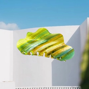 Summer cloud hair claw clip in colorful candy gradient acetate with wave design