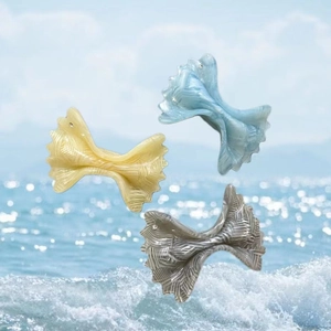 Dolce Fermaglio per Capelli in Acetato a Forma di Pasta Donna Trama Marmorizzata Strass Becco d'Anatra Fiocco Accessori