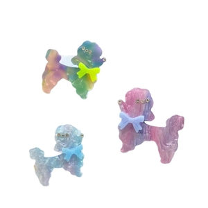 Barrettes à cheveux caniche en acétate avec strass et motifs dégradés colorés