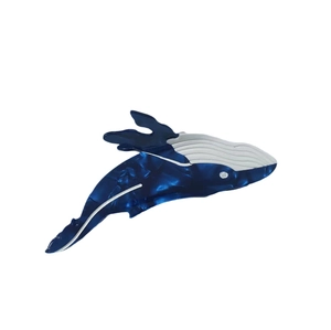 Pince à cheveux baleine en acétate marbré bleu, accessoire créatif style marin pour femme