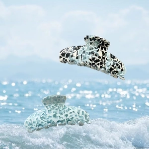 Grande Pince à Cheveux en Acétate pour Femmes Motif Craquelé de Glace Minimaliste Pince Requin Faite à la Main Accessoires de Coiffure