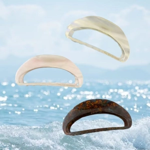 Vintage Acetat Große Haarkralle Elegant Halbrund Hai Clip Poliert Marmor Schildpatt Haarschmuck Für Damen