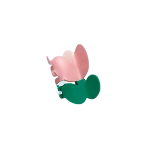 Haarklammer in Form einer rosa Tulpe mit grünem Blattgriff aus hochwertigem Acetat