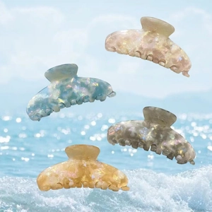 Grande Pince à Cheveux en Acétate pour Femmes Paillettes Irisées Marbre Shark Clip Accessoires de Cheveux de Mode Élégante