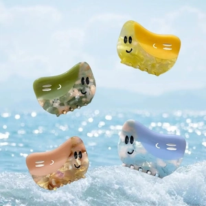 Pince à Cheveux en Acétate de Cellulose Visage Souriant Cartoon Barrette à Cheveux Ondulée Irrégulière pour Femmes Accessoire de Plage