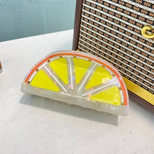 Orange Slice Acetate Hair Claw Clip With Rhinestones Creative Fruit Design Large Shark Clip For Women Sweet Hair Accessories
