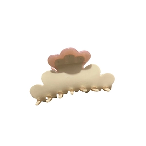 Minimalist cloud-shaped flower hair claw clip with cream and pink color-block design