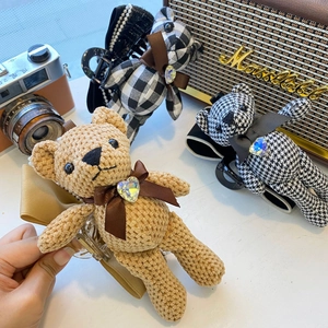 Cute Plush Bear Hair Claw Clips Sweet Bowknot Rhinestone Shark Clip Vintage Houndstooth Checkered Hair Accessories For Women Girls