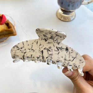 Handheld marble pattern acetate hair claw clip for elegant women styling