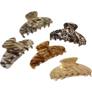 Set of large acetate hair claws with marble and tortoiseshell patterns in various colors