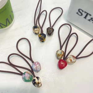 Élastiques à Cheveux Faits à la Main Style Coréen avec Perles de Tulipe en Résine Texture Agate Marbrée Accessoires Cheveux pour Femmes et Filles