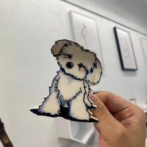 Pince à cheveux mignonne en forme de chiot blanc avec contours bleu foncé pour femmes