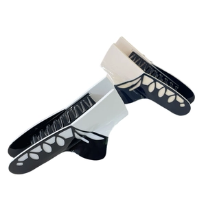 Acetate ballet style hair claw clips in classic black and cream white color set