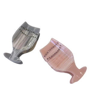 Pink and grey wine glass shaped acetate claw clips with sparkling rhinestone accents