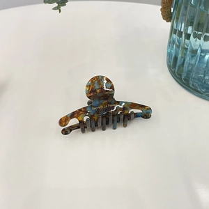 Elegante molletta per capelli in acetato tartarugato con motivo ambra e stile vintage francese