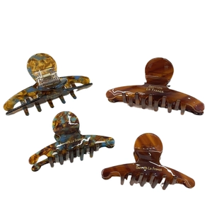 Set di 4 eleganti mollette per capelli in acetato con motivi tartarugati e blu-marroni