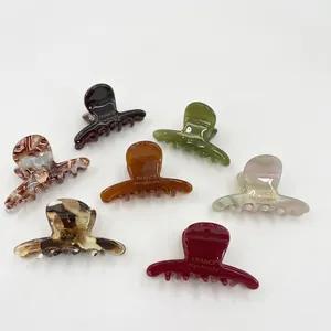 Elegant acetate hair clips in assorted colors with France Handmade gold engraving