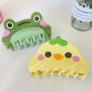 Cartoon Animal Hair Claw Clip Acetate Large Shark Clip Duck Frog Shaped Hair Accessory For Women Girls Cute Candy Color Headwear
