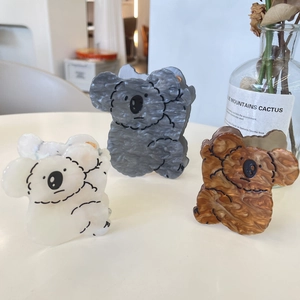 Pince à Cheveux en Acrylique Forme Koala Dessin Animé Animal Texture Marbrée Barrette de Mode Accessoires de Cheveux pour Femmes Filles