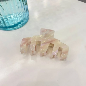 Elegant large marble pink acetate hair claw clip for women's hair styling accessories