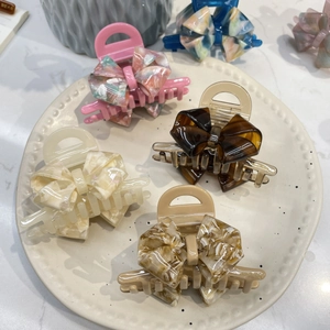 Elegant Acetate Butterfly Hair Claw Clip Double Sided Bow Marble Texture Shark Clip Korean Style Hair Accessories For Women