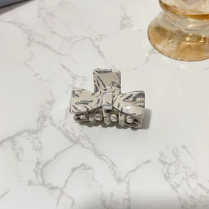 Elegant marble grey acetate bow hair claw clip for women in classic French style